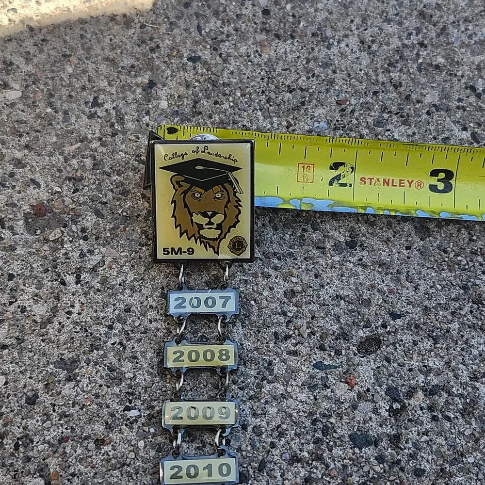 Lions Club 5M-9 College Leadership Graduate Enamel Dangle Pin 2007-2014 Bars